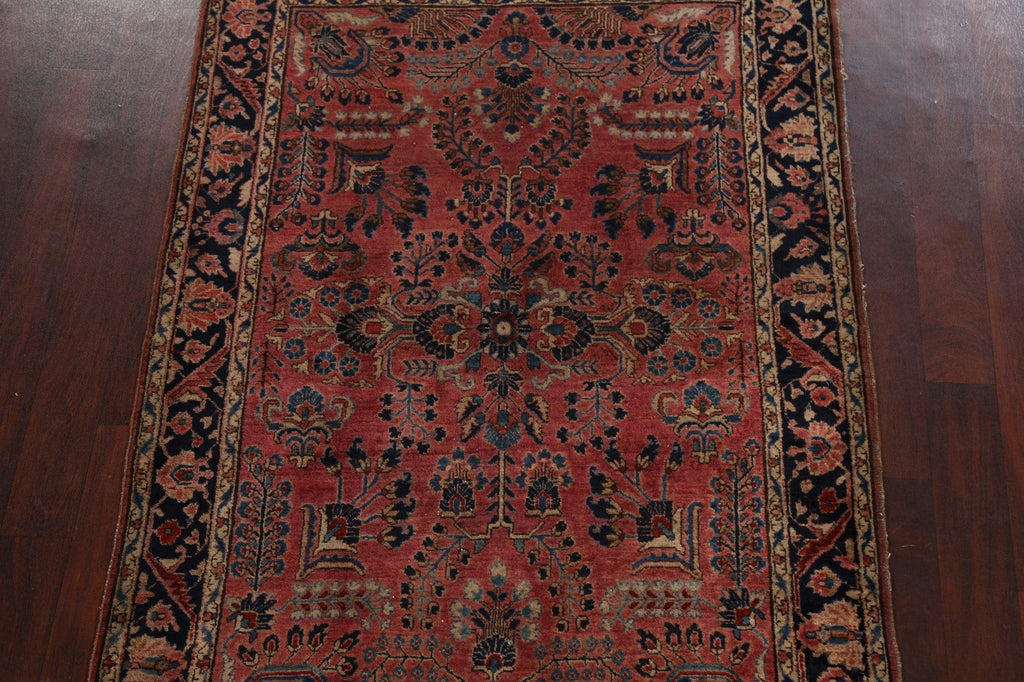 Antique Vegetable Dye Floral Sarouk Persian Area Rug 4x7