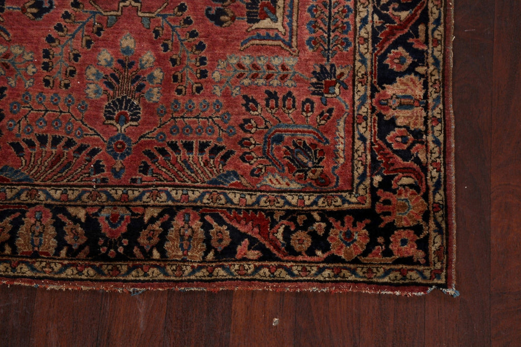 Antique Vegetable Dye Floral Sarouk Persian Area Rug 4x7