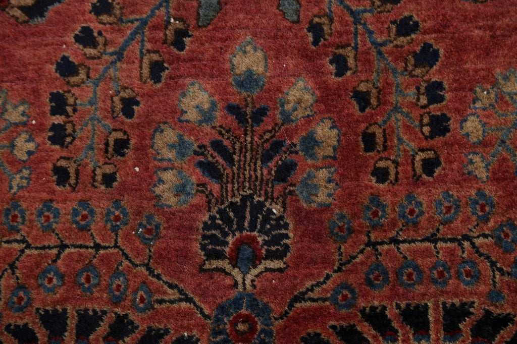 Antique Vegetable Dye Floral Sarouk Persian Area Rug 4x7