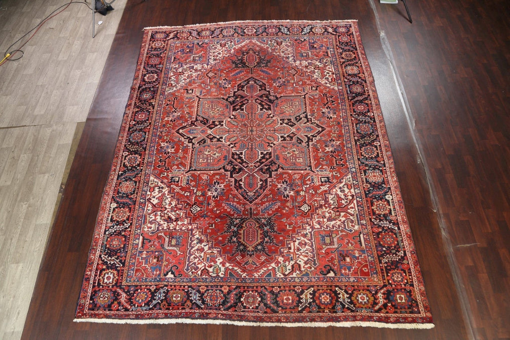 Vegetable Dye Geometric Heriz Persian Area Rug 10x13