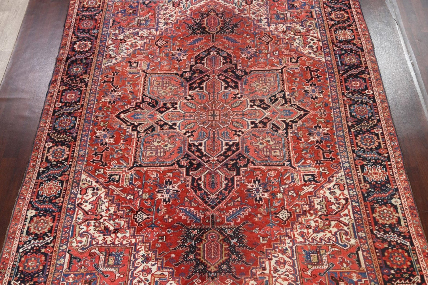 Vegetable Dye Geometric Heriz Persian Area Rug 10x13