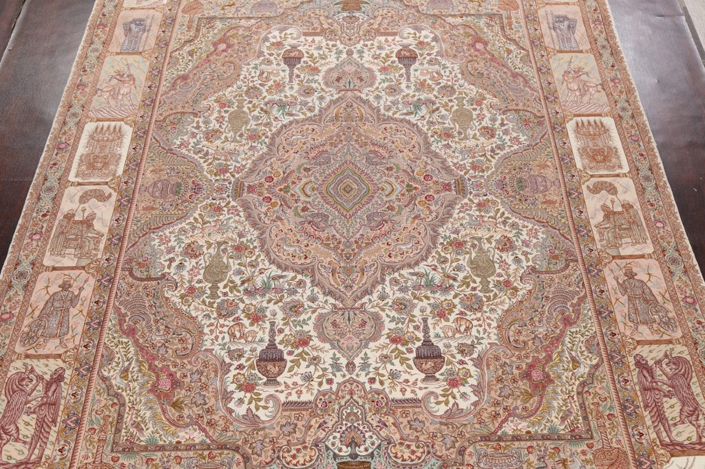 100% Vegetable Dye Pictorial Tabriz Persian Area Rug 10x14