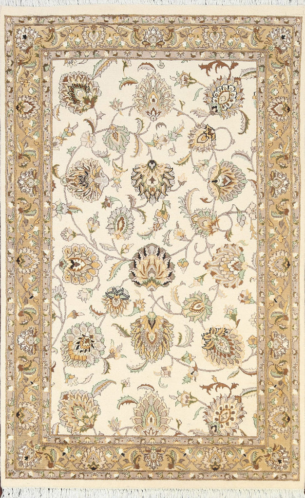 100% Vegetable Dye Floral Tabriz Oriental Area Rug 4x6