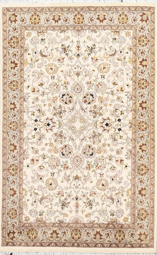 100% Vegetable Dye Floral Tabriz Oriental Area Rug 4x6