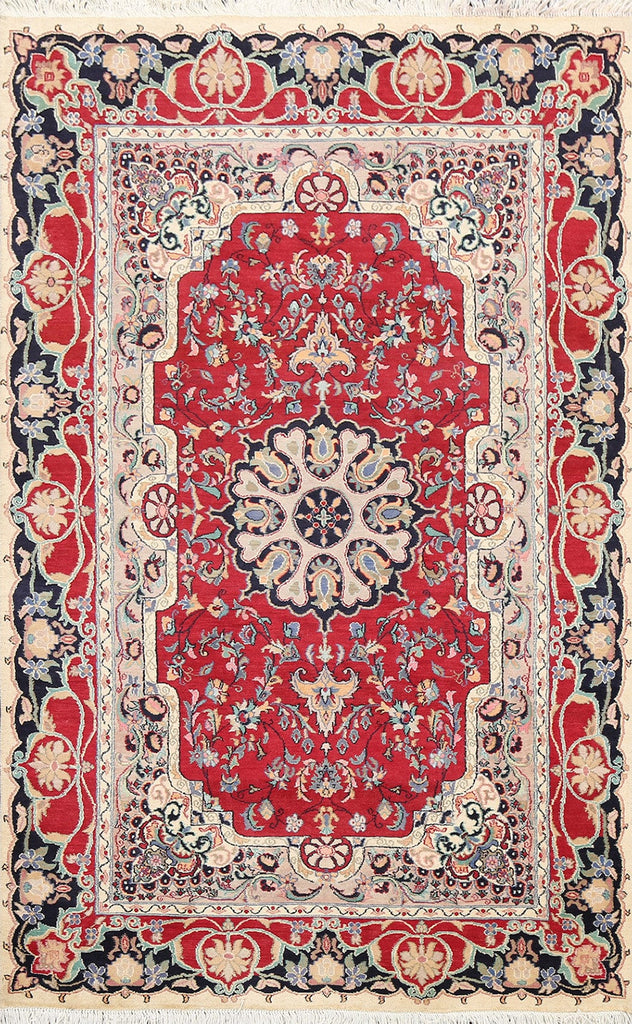 100% Vegetable Dye Floral Tabriz Oriental Area Rug 4x6