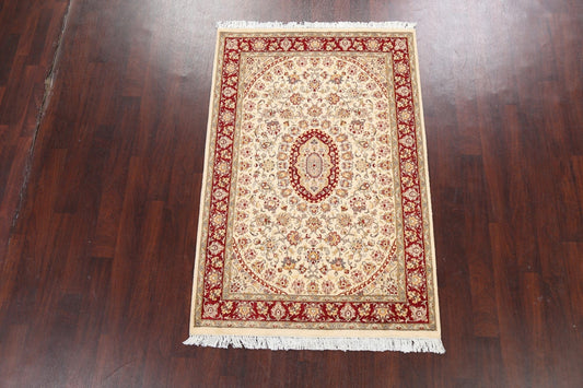 100% Vegetable Dye Tabriz Silk/ Wool Area Rug 4x6