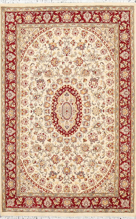 100% Vegetable Dye Tabriz Silk/ Wool Area Rug 4x6