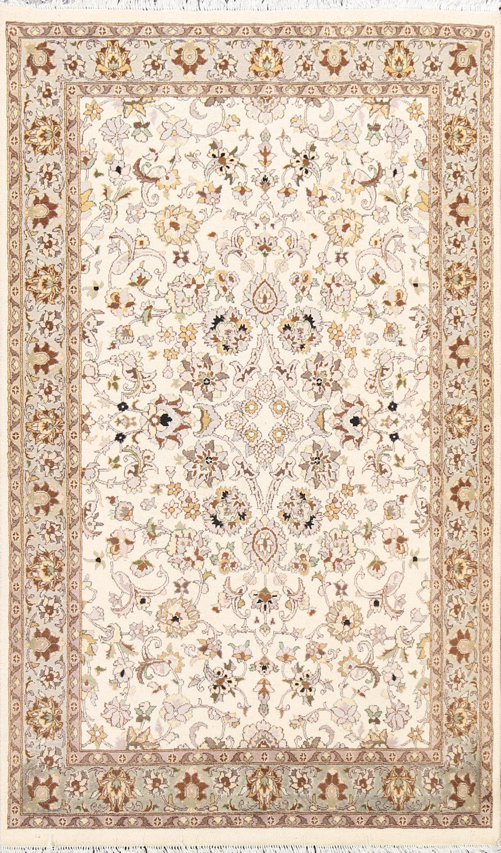 100% Vegetable Dye Floral Tabriz Oriental Area Rug 4x6