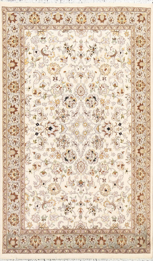 100% Vegetable Dye Floral Tabriz Oriental Area Rug 4x6