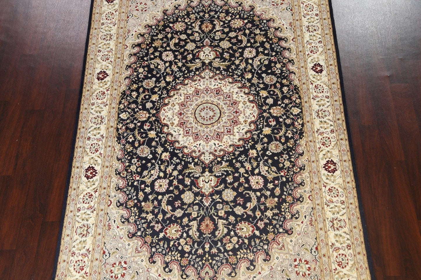 Vegetable Dye Navy Blue Tabriz Wool/ Silk Oriental Rug 6x10