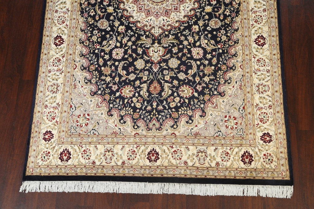 Vegetable Dye Navy Blue Tabriz Wool/ Silk Oriental Rug 6x10