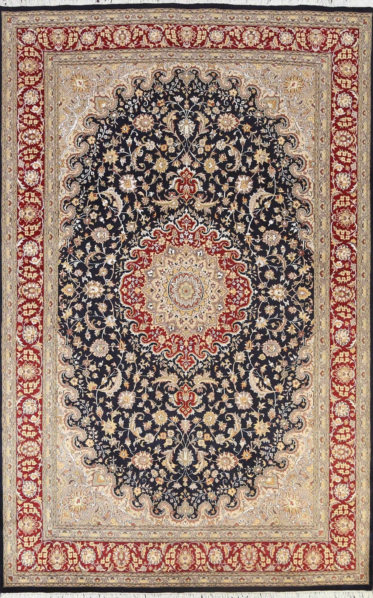 Vegetable Dye Floral Tabriz Oriental Area Rug 6x9