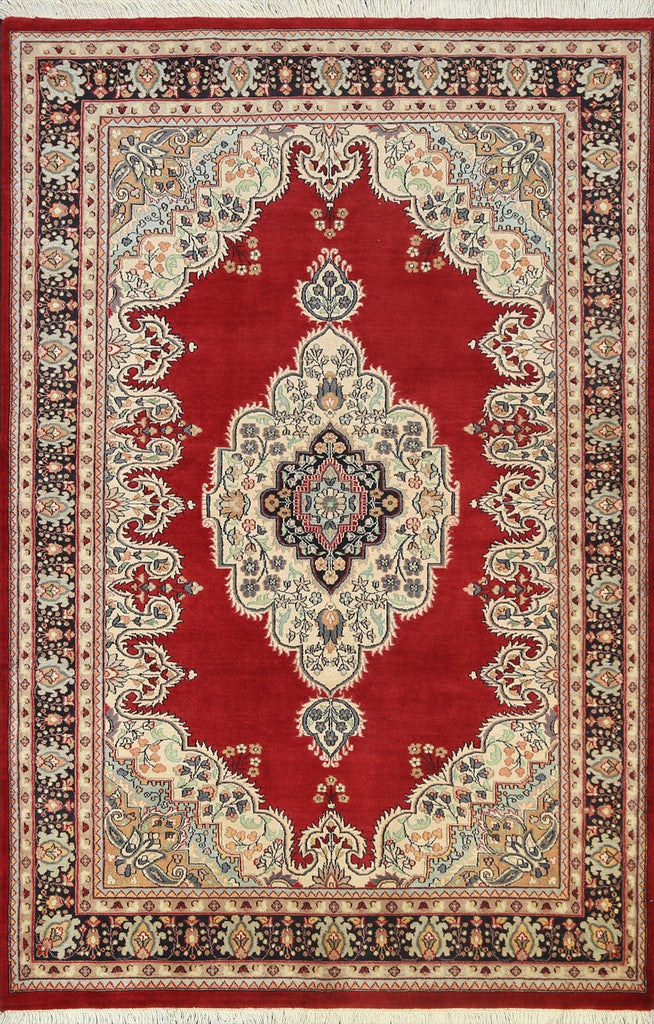 Vegetable Dye Geometric Tabriz Oriental Area Rug 5x7