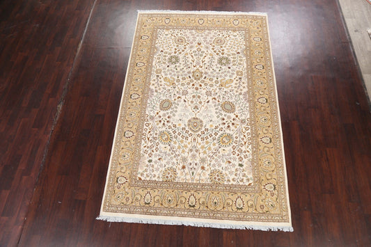 Vegetable Dye Floral Tabriz Oriental Area Rug 6x9