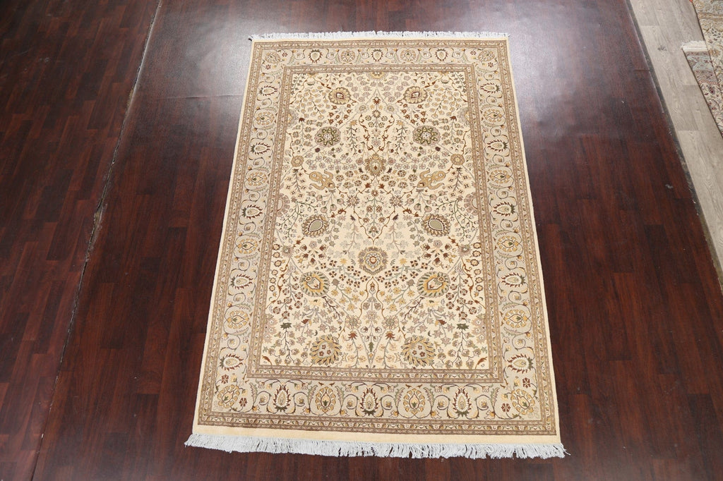 Vegetable Dye Floral Tabriz Oriental Area Rug 6x9