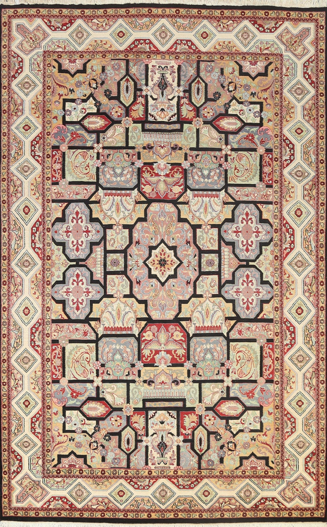 100% Vegetable Dye Isfahan Oriental Area Rug 6x9