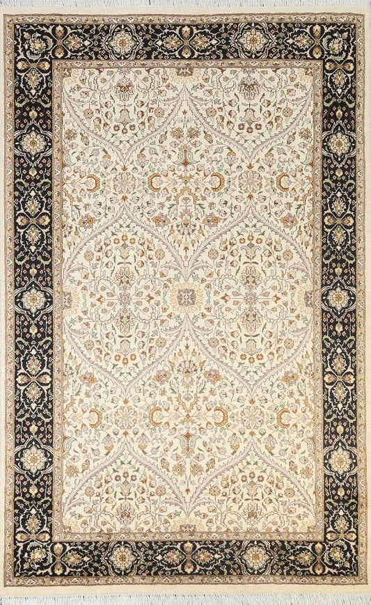 100% Vegetable Dye Floral Tabriz Oriental Area Rug 5x7