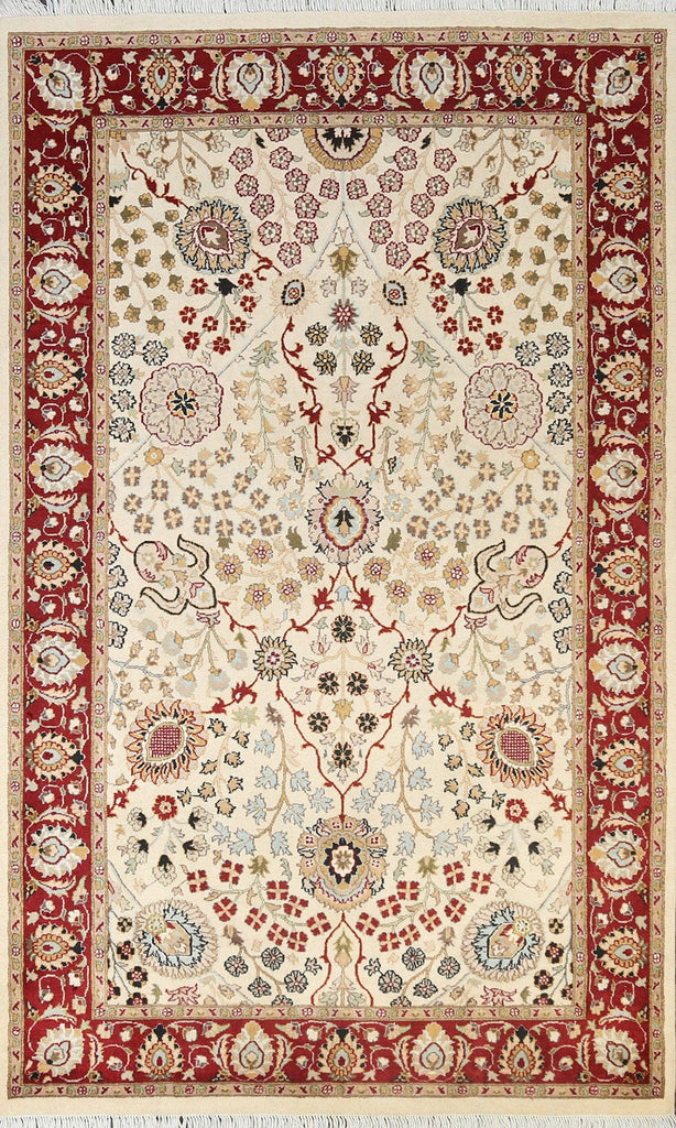 100% Vegetable Dye Floral Tabriz Oriental Area Rug 5x7