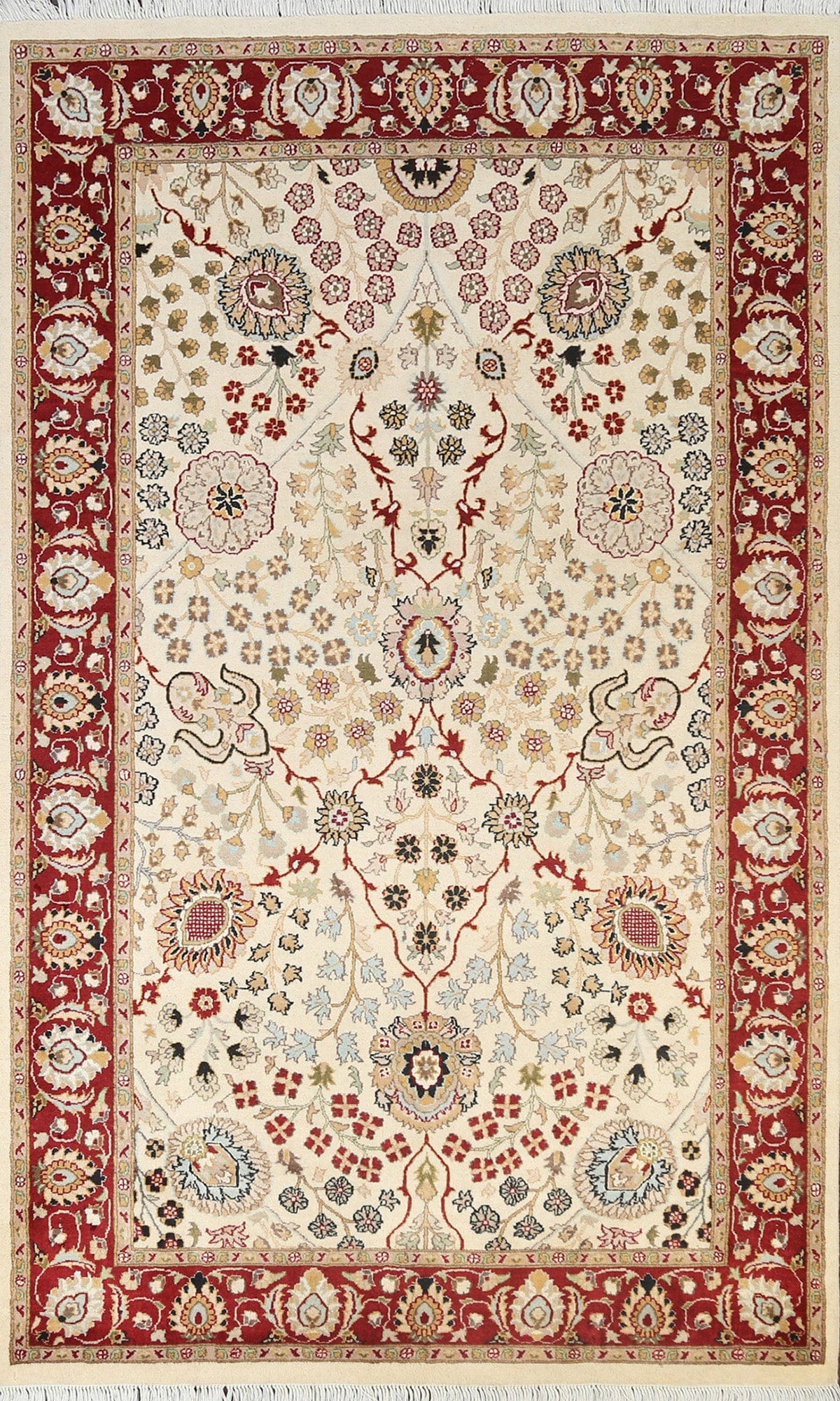 100% Vegetable Dye Floral Tabriz Oriental Area Rug 5x7