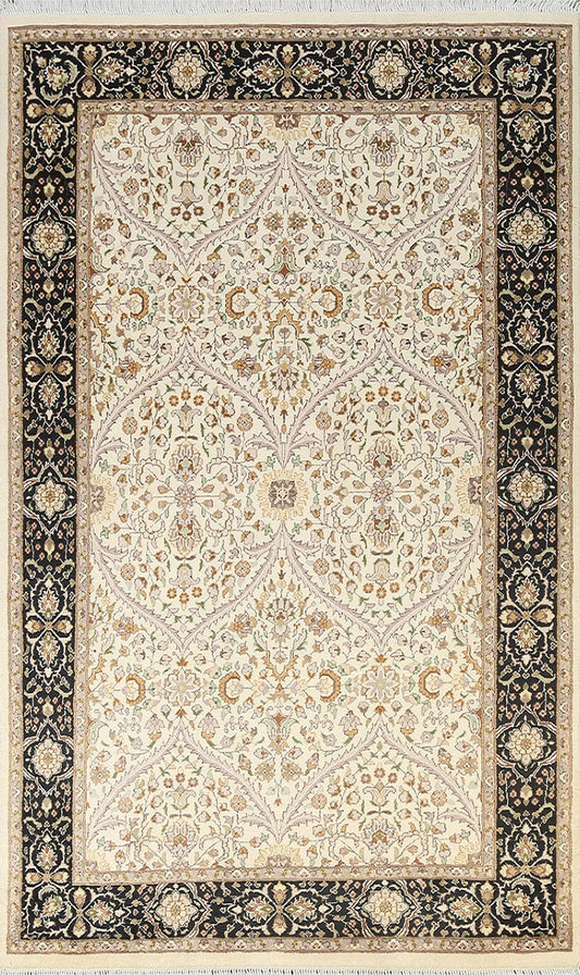 100% Vegetable Dye Floral Tabriz Oriental Area Rug 5x7