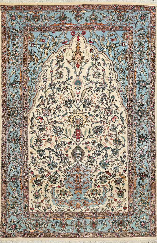 100% Vegetable Dye Floral Tabriz Oriental Area Rug 4x6