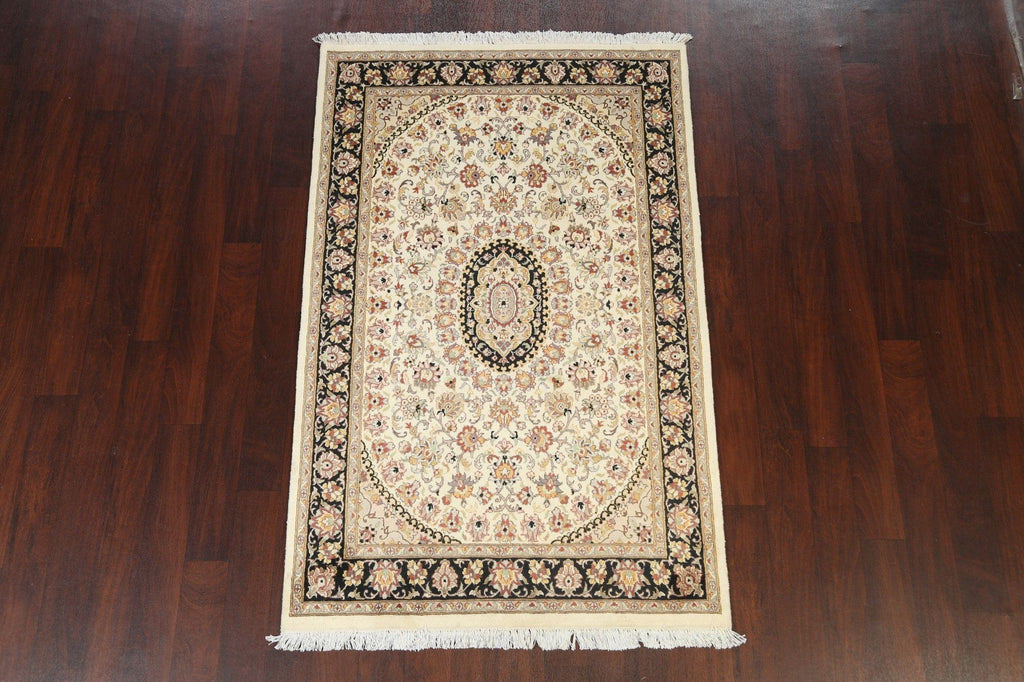 100% Vegetable Dye Floral Tabriz Oriental Area Rug 4x6