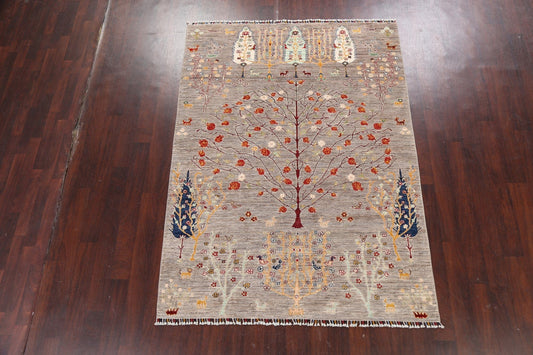 100% Vegetable Dye Pictorial Kazak Oriental Area Rug 6x8