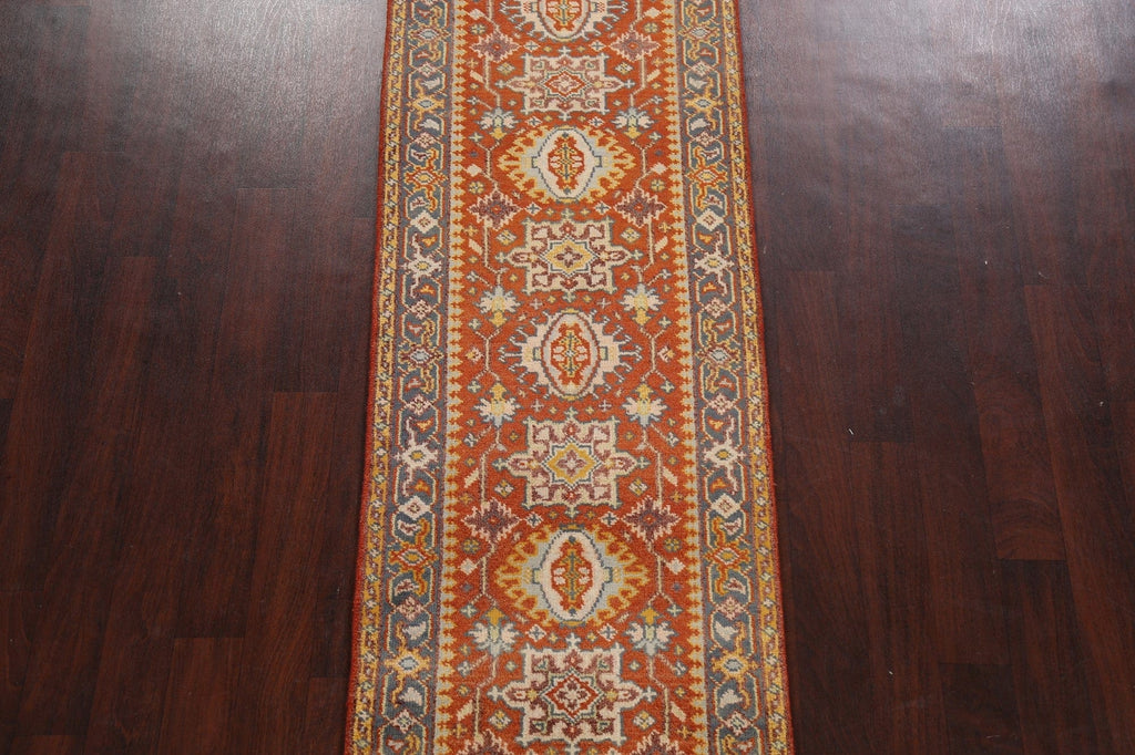 Geometric Indo Heriz Serapi Oriental Runner Rug 3x8