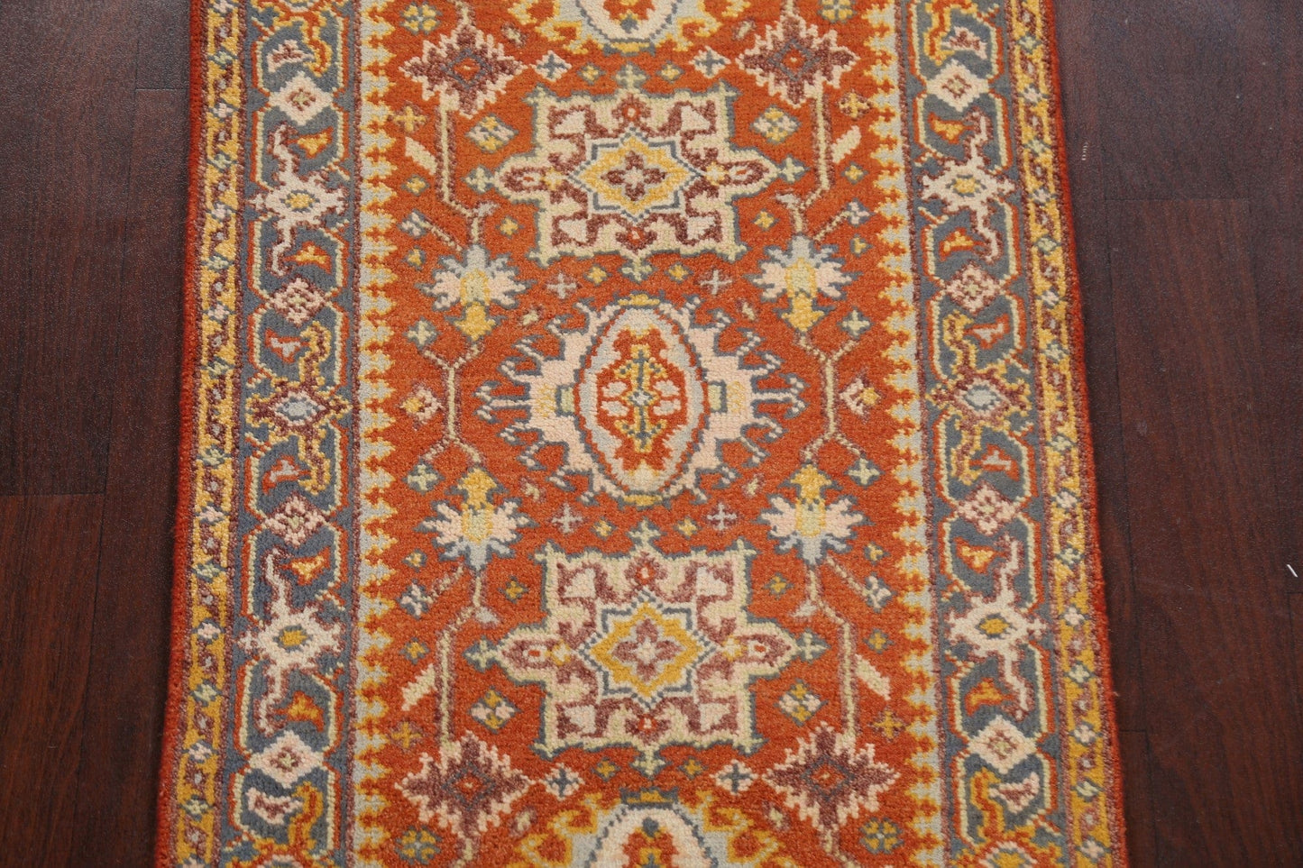 Geometric Indo Heriz Serapi Oriental Runner Rug 3x8