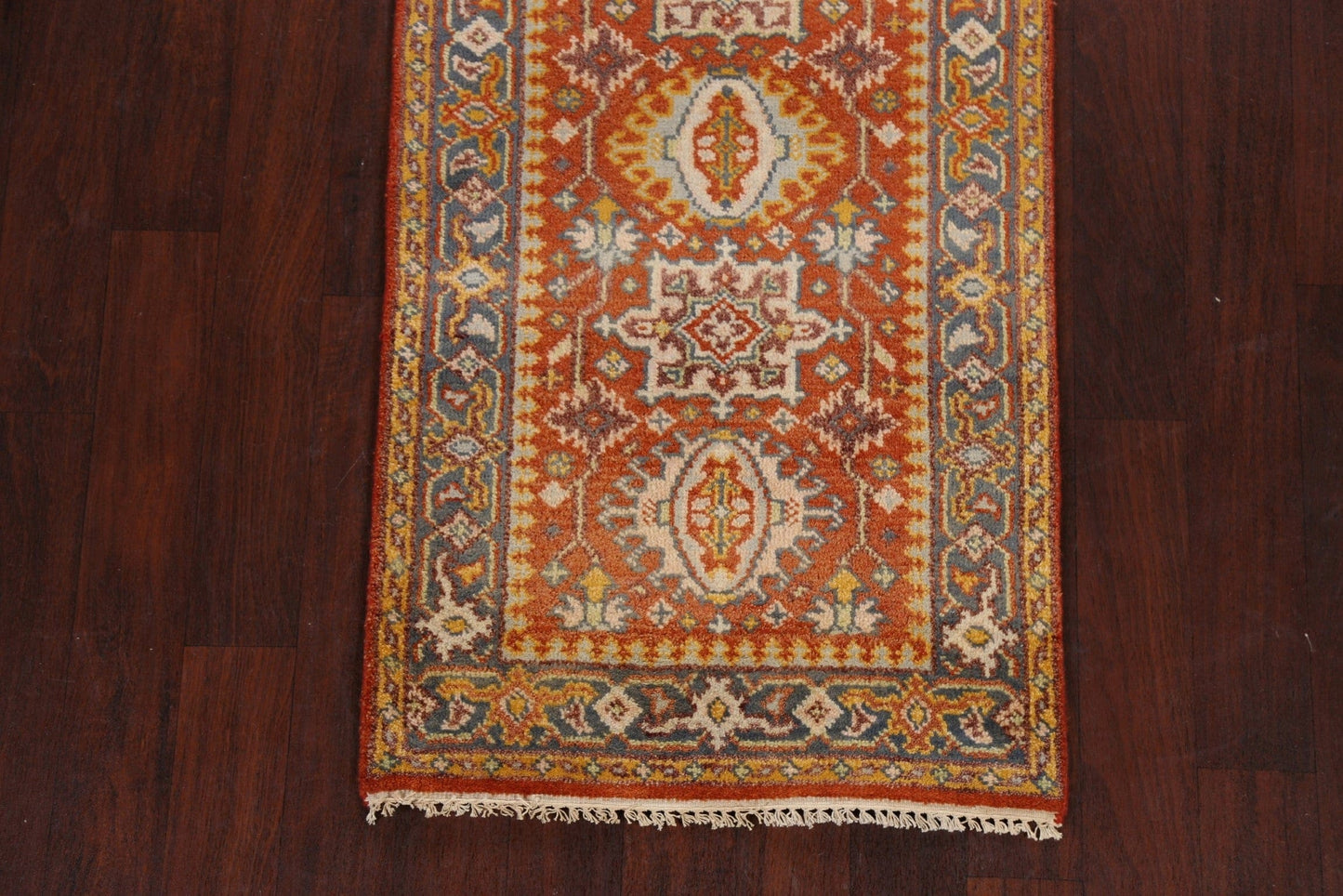 Geometric Indo Heriz Serapi Oriental Runner Rug 3x8