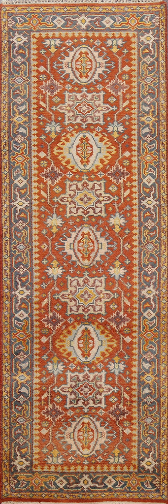 Geometric Indo Heriz Serapi Oriental Runner Rug 3x8