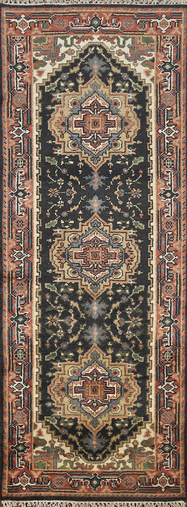 Geometric Indo Heriz Serapi Oriental Runner Rug 3x8