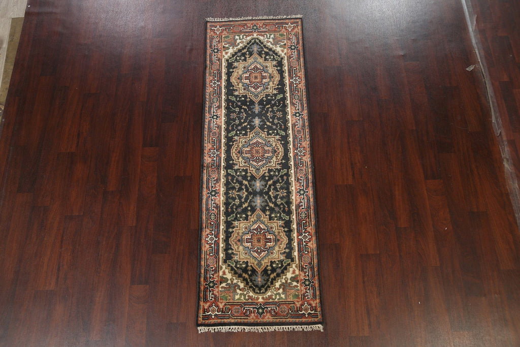 Geometric Indo Heriz Serapi Oriental Runner Rug 3x8