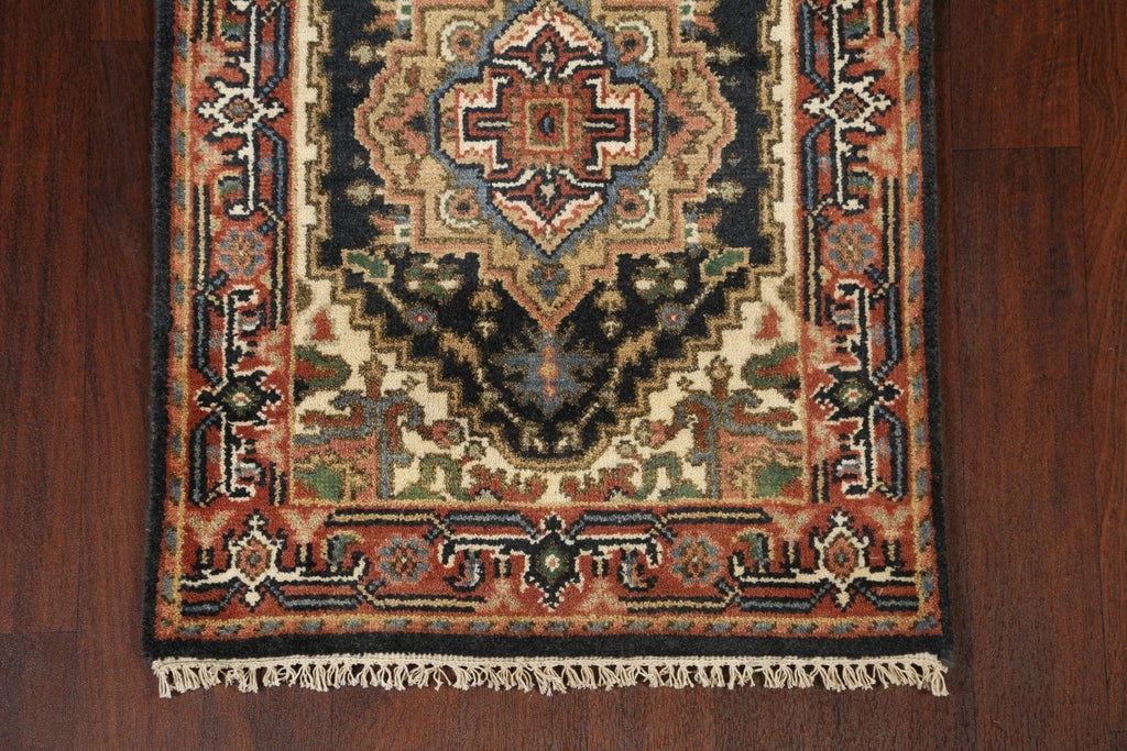 Geometric Indo Heriz Serapi Oriental Runner Rug 3x8