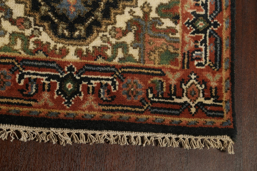 Geometric Indo Heriz Serapi Oriental Runner Rug 3x8