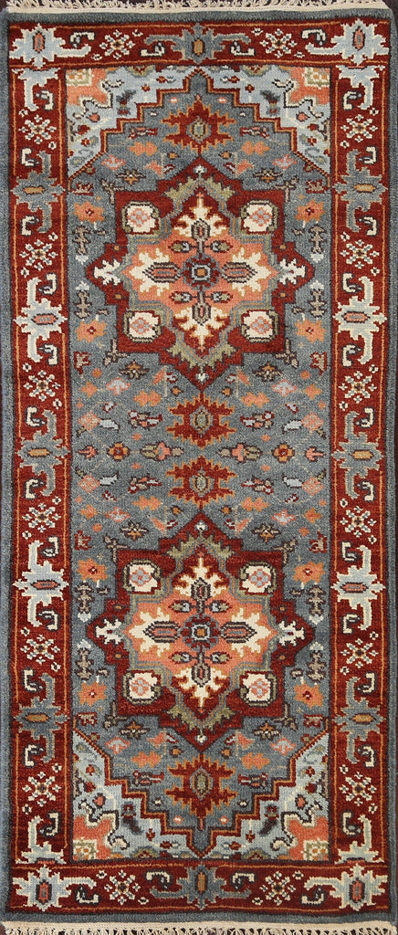 Geometric Indo Heriz Serapi Oriental Runner Rug 3x10