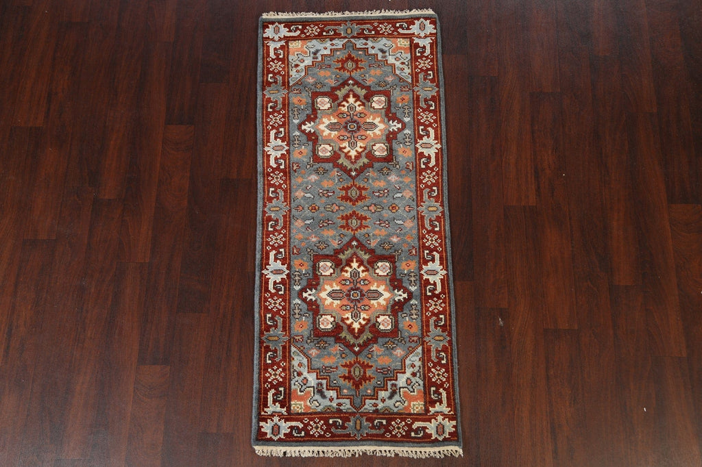 Geometric Indo Heriz Serapi Oriental Runner Rug 3x10