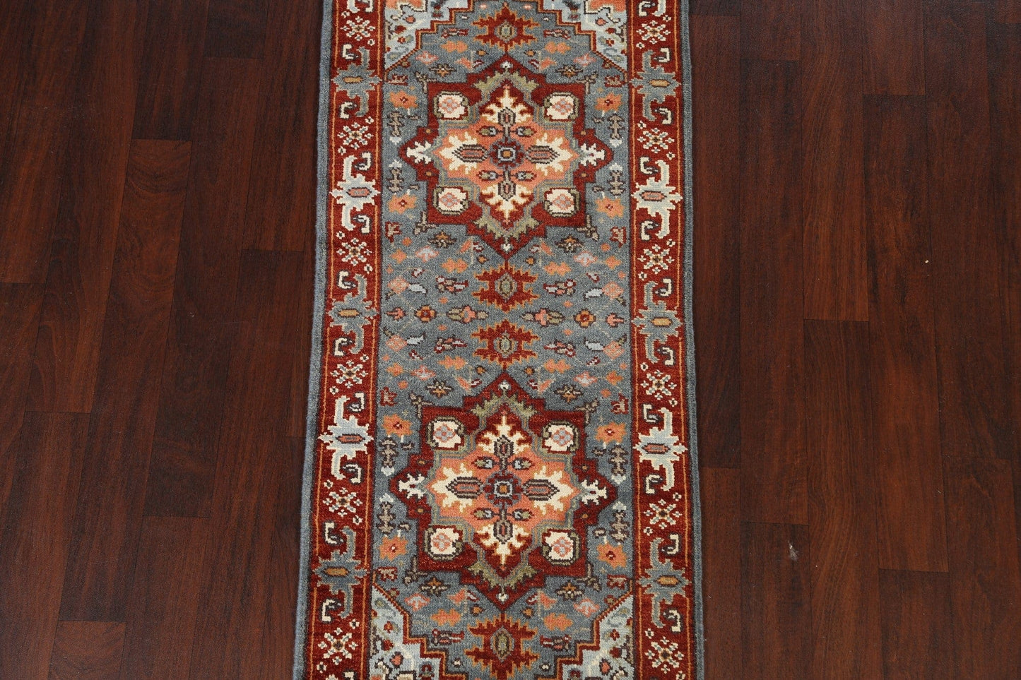 Geometric Indo Heriz Serapi Oriental Runner Rug 3x10