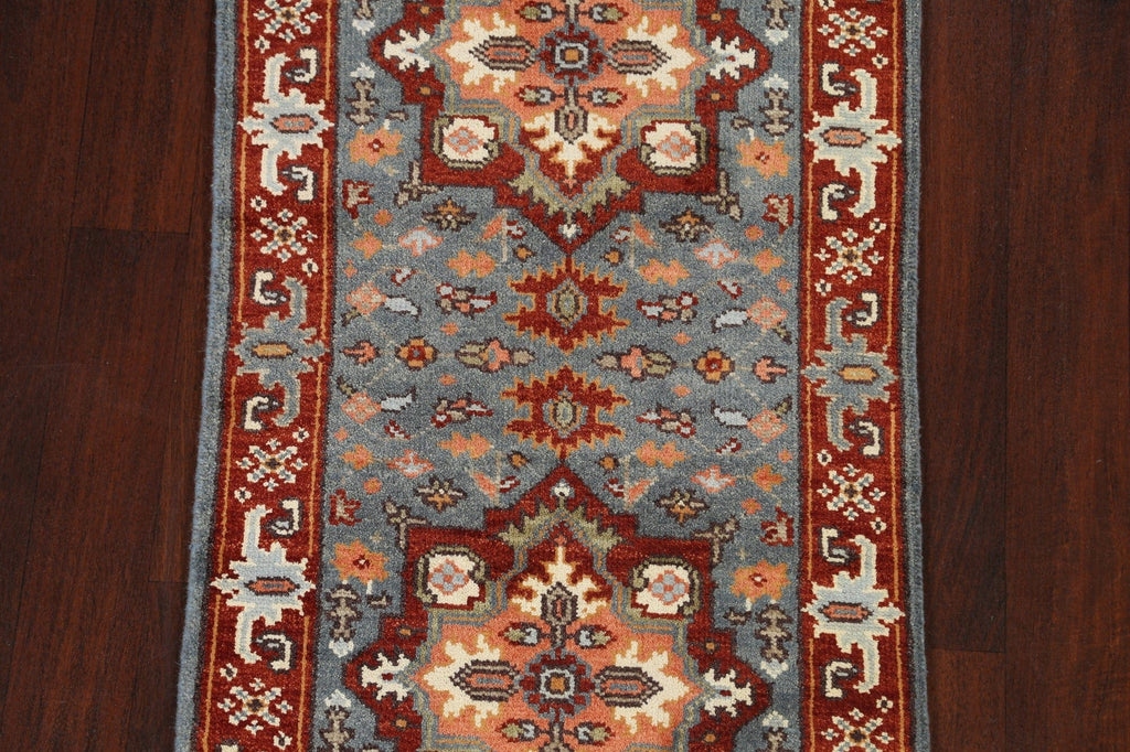 Geometric Indo Heriz Serapi Oriental Runner Rug 3x10