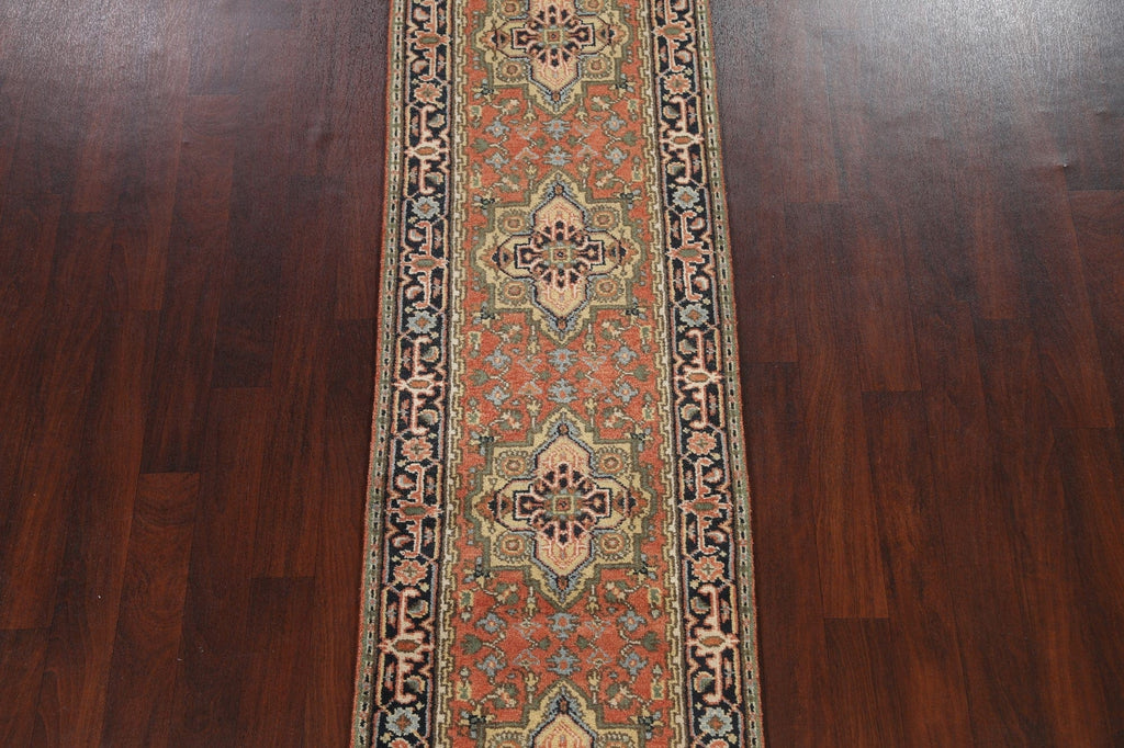 Geometric Indo Heriz Runner Rug 3x12