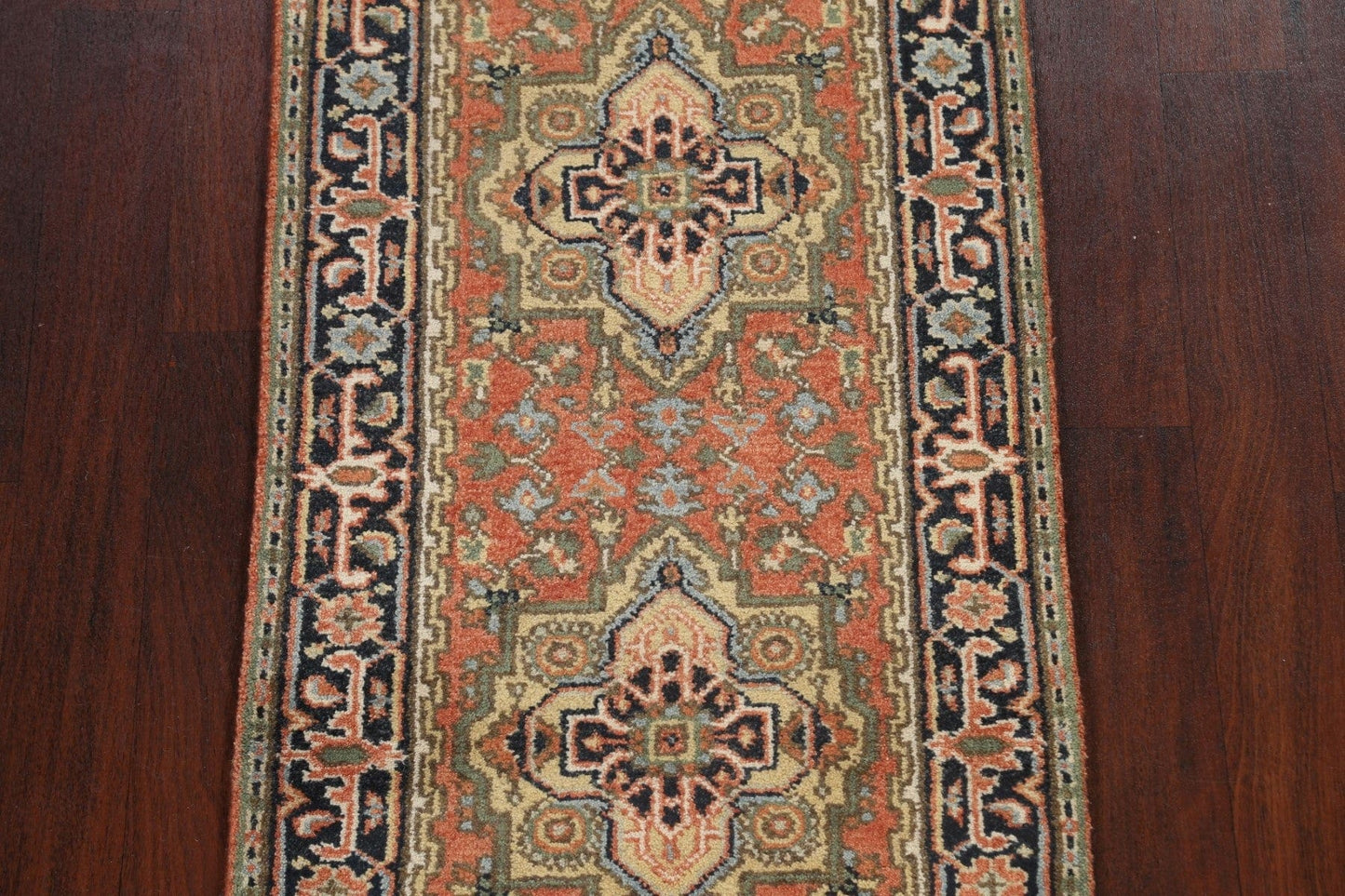 Geometric Indo Heriz Runner Rug 3x12