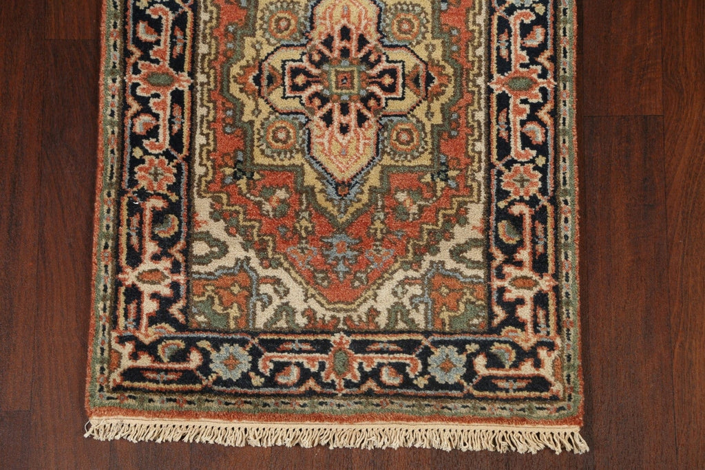 Geometric Indo Heriz Runner Rug 3x12