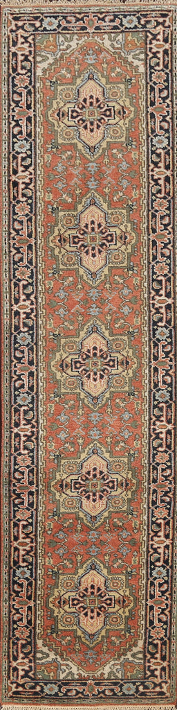 Geometric Indo Heriz Runner Rug 3x12