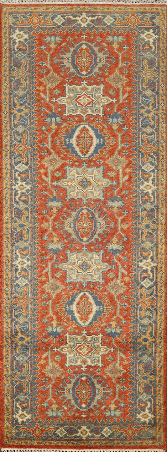 Geometric Indo Heriz Serapi Oriental Runner Rug 3x8