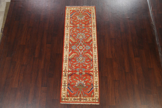 Floral Indo Heriz Serapi Oriental Runner Rug 3x8