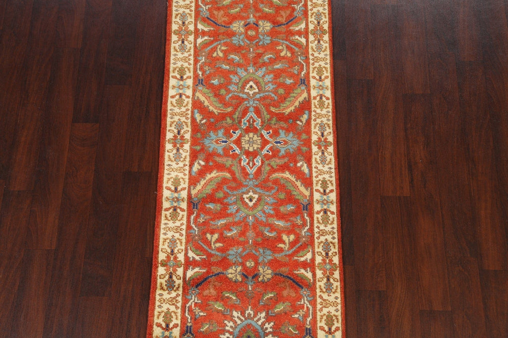 Floral Indo Heriz Serapi Oriental Runner Rug 3x8