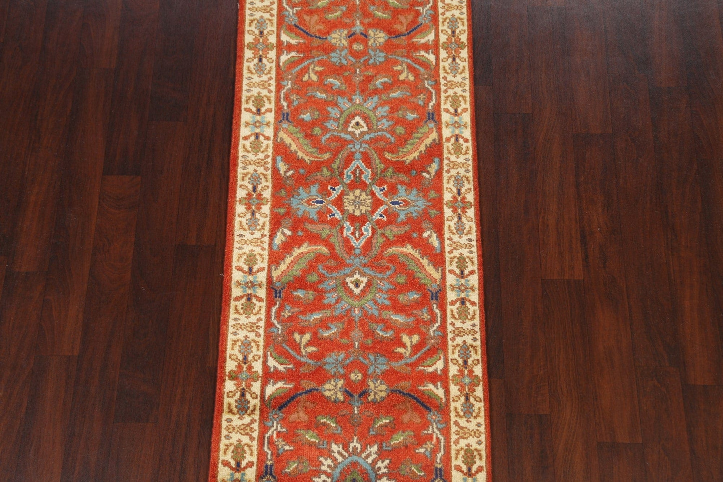 Floral Indo Heriz Serapi Oriental Runner Rug 3x8