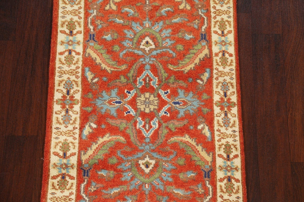 Floral Indo Heriz Serapi Oriental Runner Rug 3x8