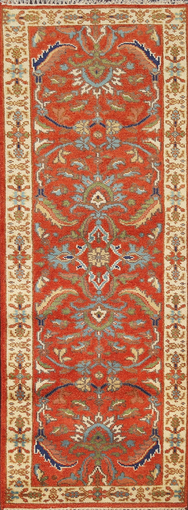 Floral Indo Heriz Serapi Oriental Runner Rug 3x8