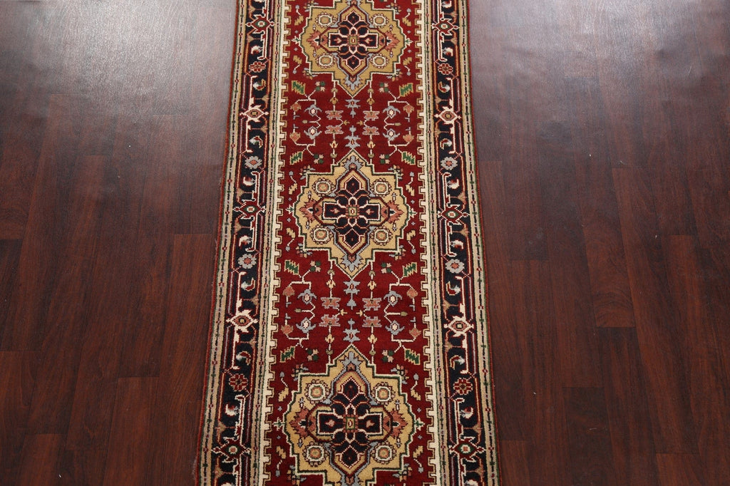 Geometric Indo Heriz Serapi Oriental Runner Rug 3x9